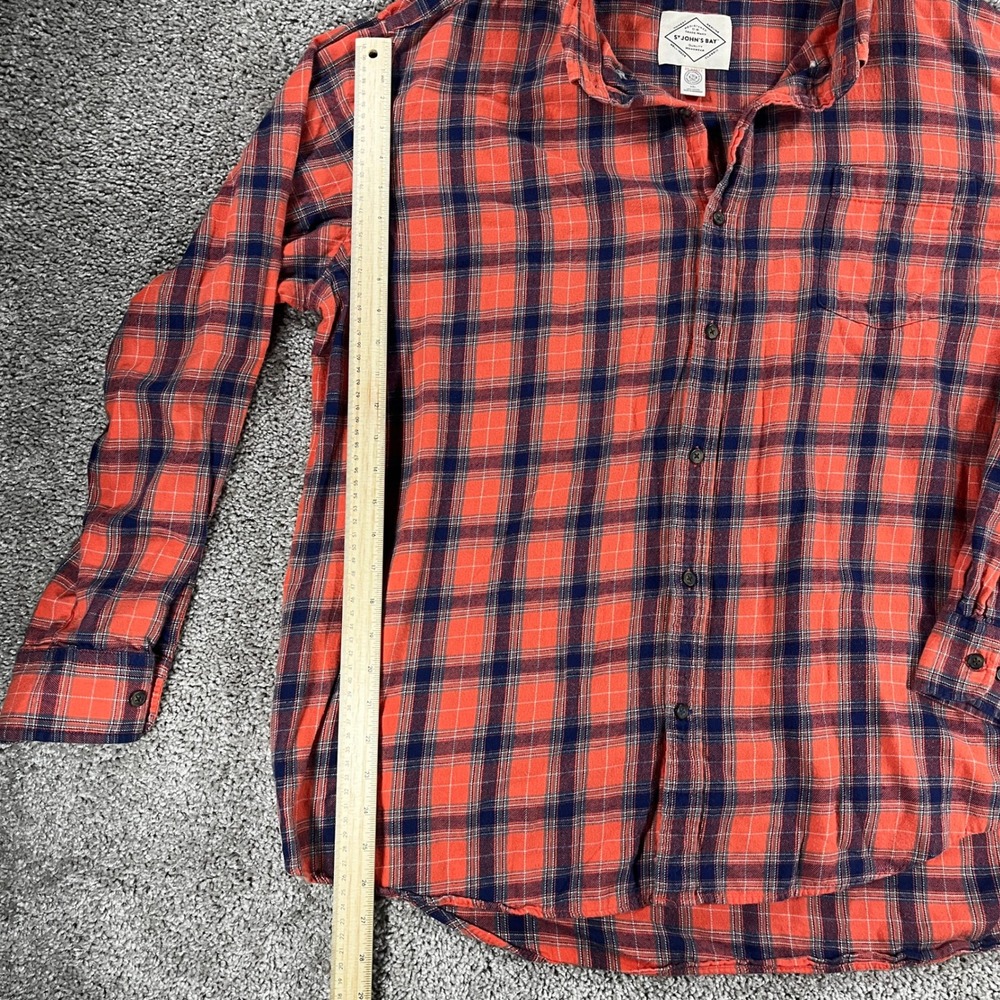 St Johns Bay Mens XXL Red Plaid Flannel Shirt Long Sleeve Cotton Classic Fit - Picture 5 of 7
